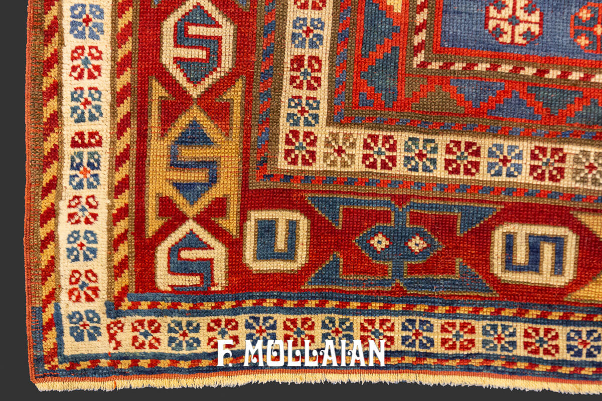 Hand-knotted Caucasian Kazak Moghan Antique Rug n°:54882943